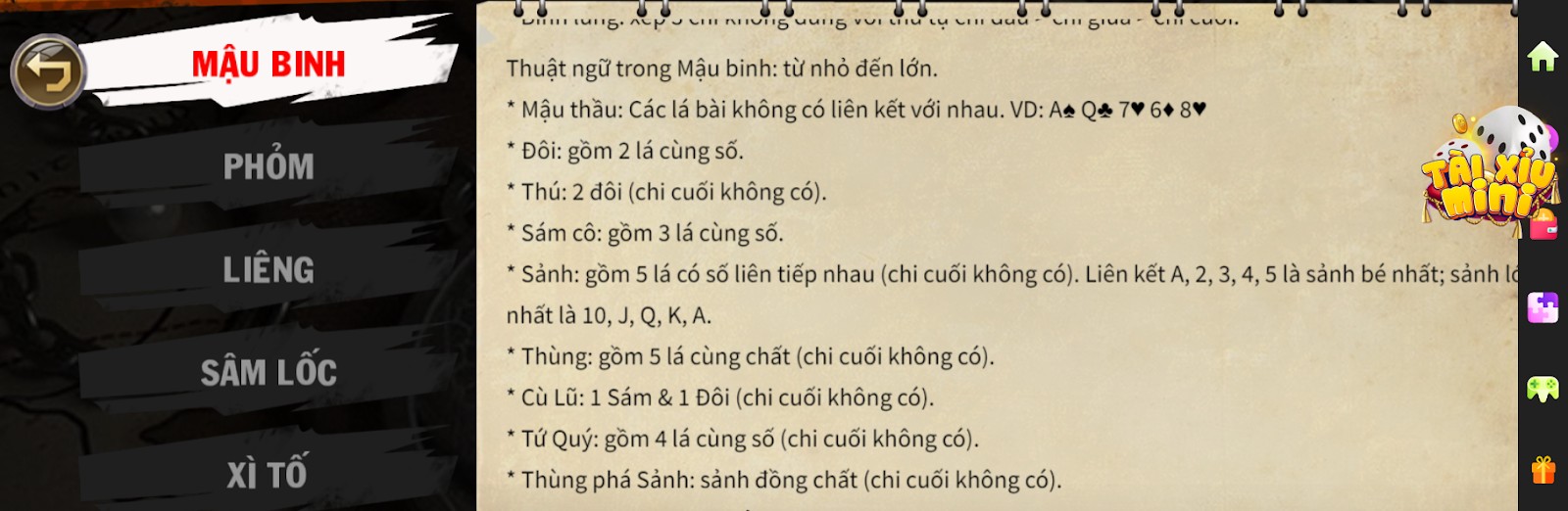 Những thuật ngữ cần tìm hiểu trong game bài Binh xập xám
