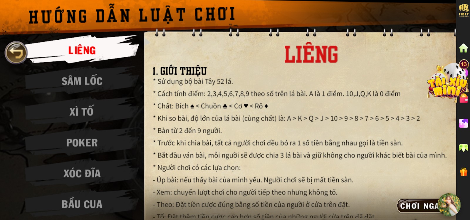 Quy định về cách so điểm trong game bài Liêng