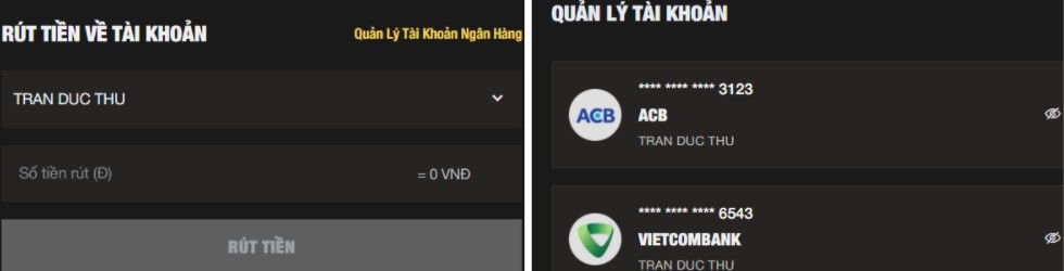 Thông tin rút tiền phải chính xác