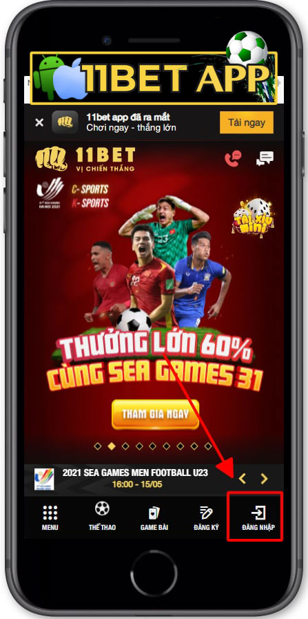 Người chơi click vào ô “Đăng nhập” nằm cạnh ô “Tạo tài khoản”
