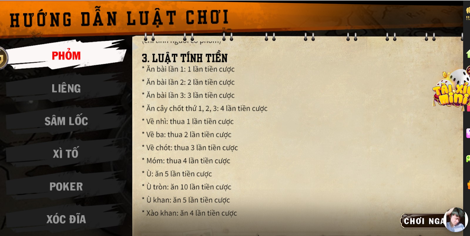 Game bài phỏm quy định cách tính điểm ra sao?