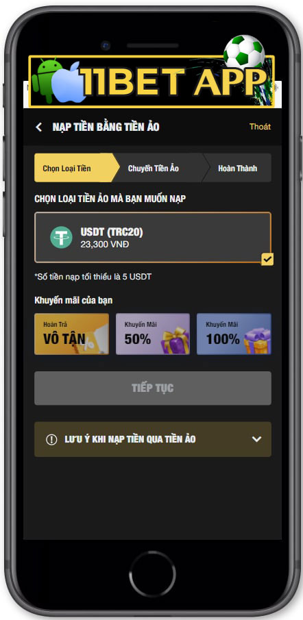 Gửi tiền 11bet bằng tiền ảo như thế nào?