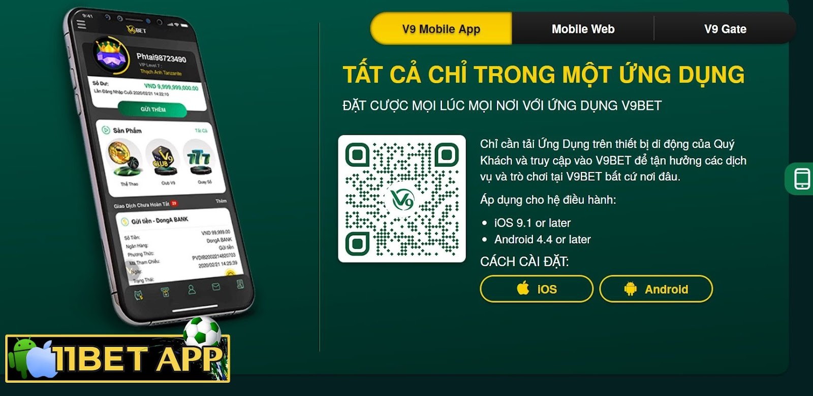App V9bet dành cho thiết bị di động