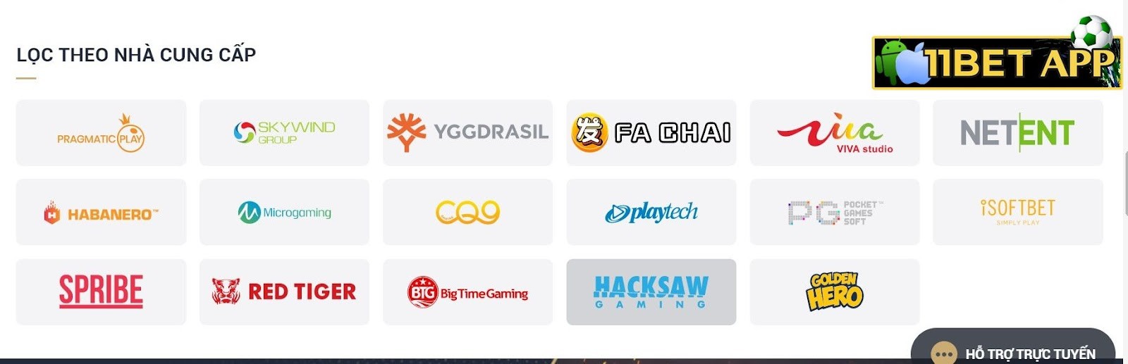 M88 hiện nay là đối tác của nhiều nhà cung cấp game lớn