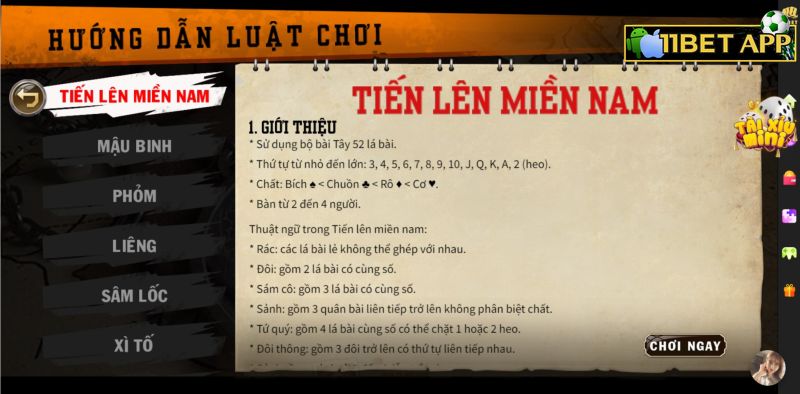 Các tập hợp bài trong tiến lên miền Nam