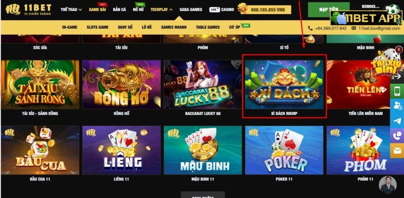 Hướng dẫn cách chơi xì dách tại 11bet