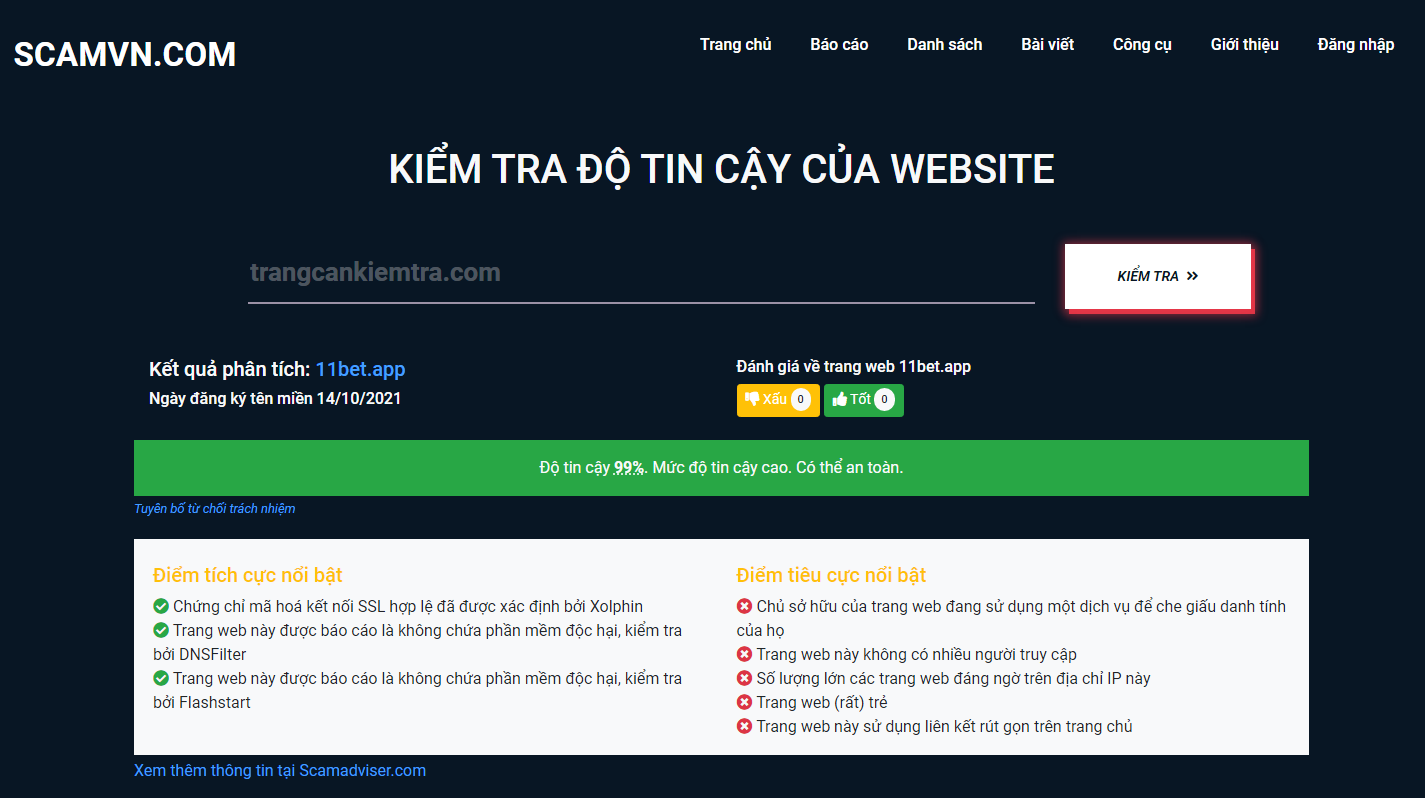 Cách nhận biết 11bet lừa đảo bằng ScamVN.com