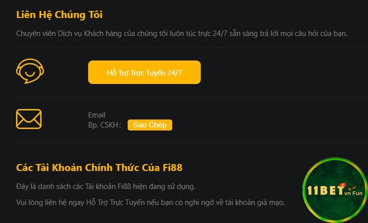 Fi88 có ít hình thức liên hệ hơn