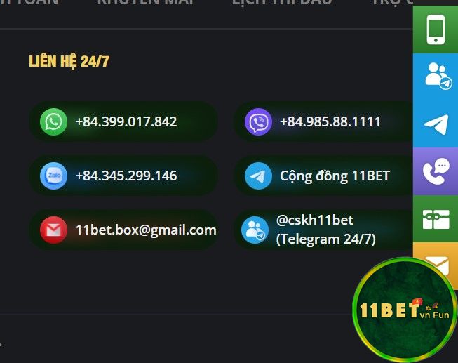 11bet có những hình thức liên hệ đa dạng