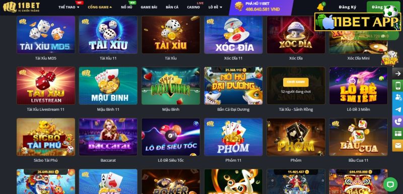 11bet net là một trong số ít những nhà cái cung cấp game casino đỉnh cao