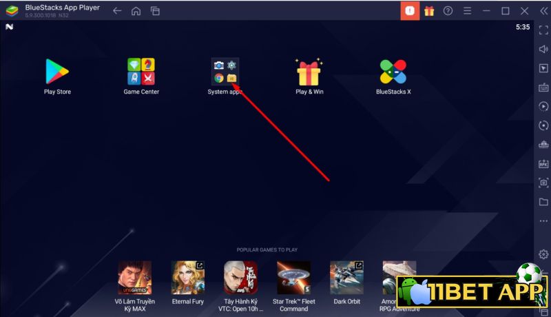 Nhấn chọn "system app"