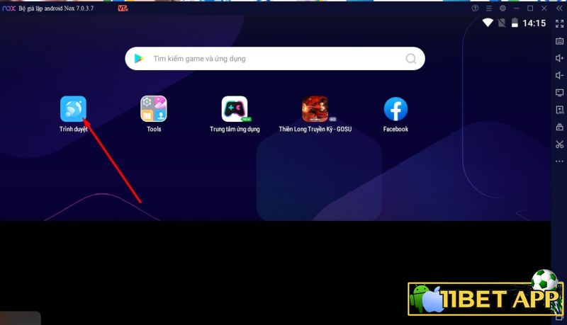 Mở trình duyệt để khởi đầu cho quá trình cài đặt app 11bet