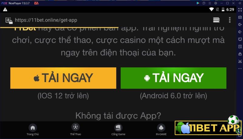 Nhấn chọn mục "tải ngay" với thiết bị dành cho hệ điều hành Android 6.0 trở lên