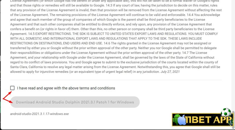 Bấm chọn Download Android Studio Dolphin 2021.3.1 Patch 1 for Windows