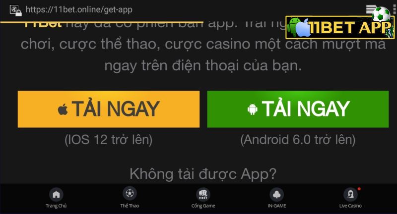 Chọn ô "tải ngay" màu xanh dành cho thiết bị Android 