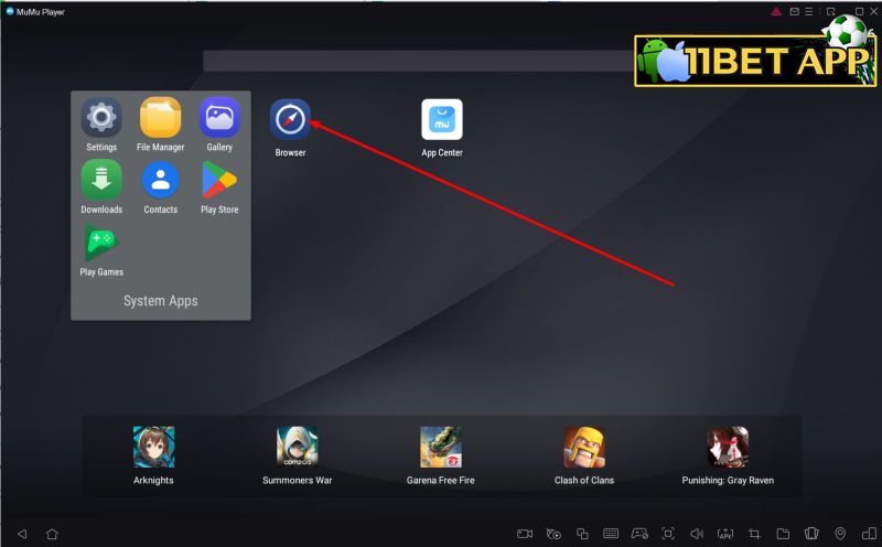 Click vào "Browser" để mở trình duyệt Google 