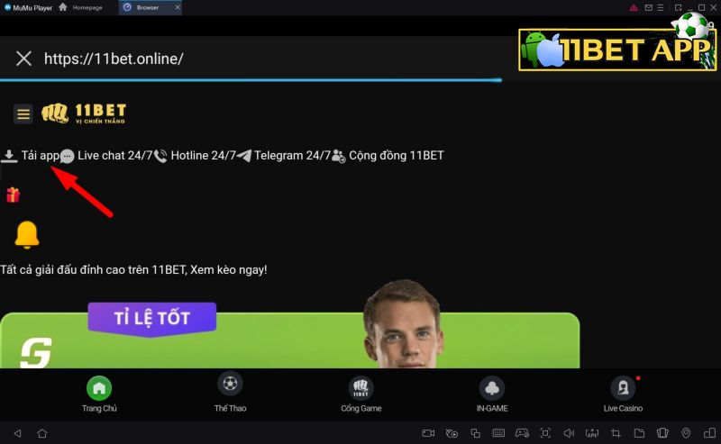 Nhấn chọn mục "tải app"