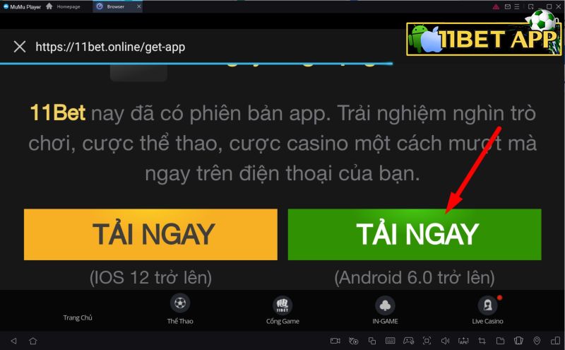 Nhấn chọn mục "tải ngay" có màu xanh