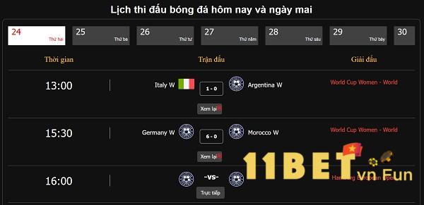 Lịch thi đấu theo từng ngay cực chi tiết