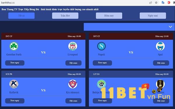 Trang web xem bóng đá trực tuyến Banhkhuc