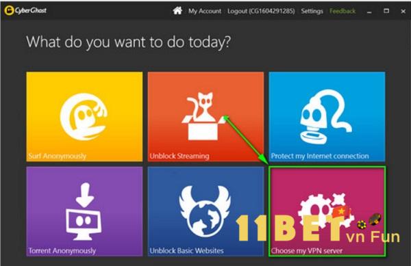 Bạn nhấn vào mục “Choose my VPN Server”