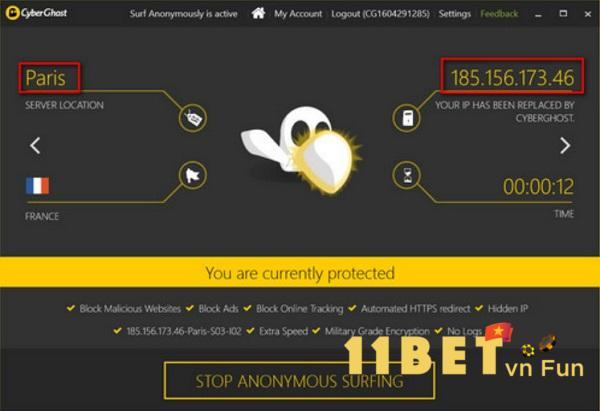 CyberGhost VPN sẽ tự động kiểm tra và thay đổi IP
