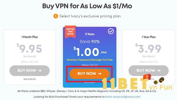Nhấn vào “Buy Now” để thực hiện thanh toán gói dịch vụ