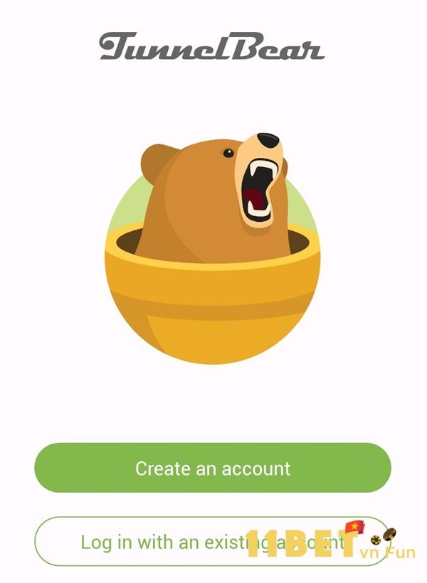 Anh em mở ứng dụng TunnelBear lên tiến hành tạo tài khoản