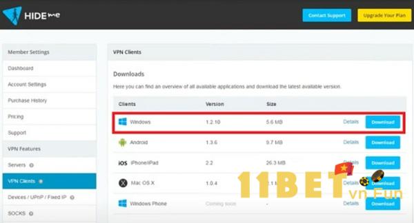 Bạn tải phiên bản Hide.me VPN dành cho Windows
