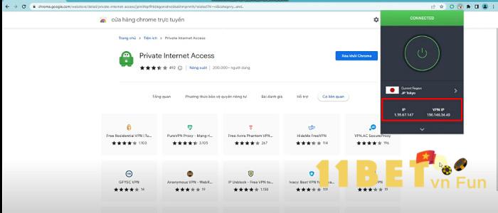 Fake IP bằng Privarte Internet Access (PIA) thành công