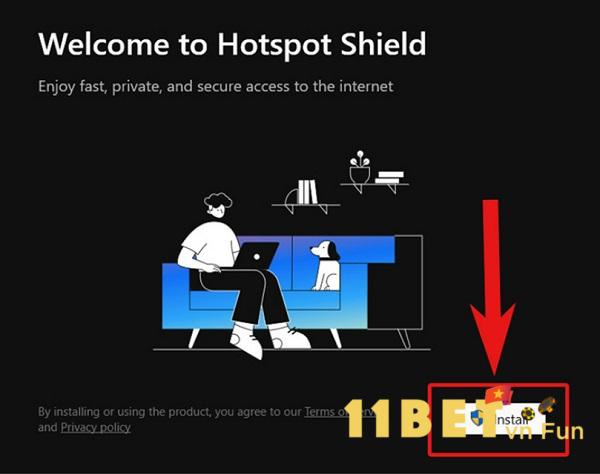 Nhấn “Install” để cài Hotspot Shield lên PC