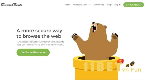 Tại trang web phần mềm, anh em nhấn vào mục "Get TunnelBear"