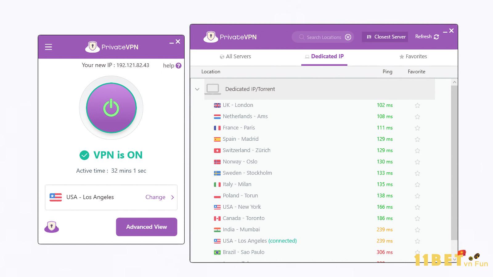 Chọn biểu tượng Connect để hoàn tất quá trình fake IP thành công 